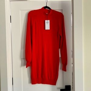 Red hot sweater dress, size large. NWT